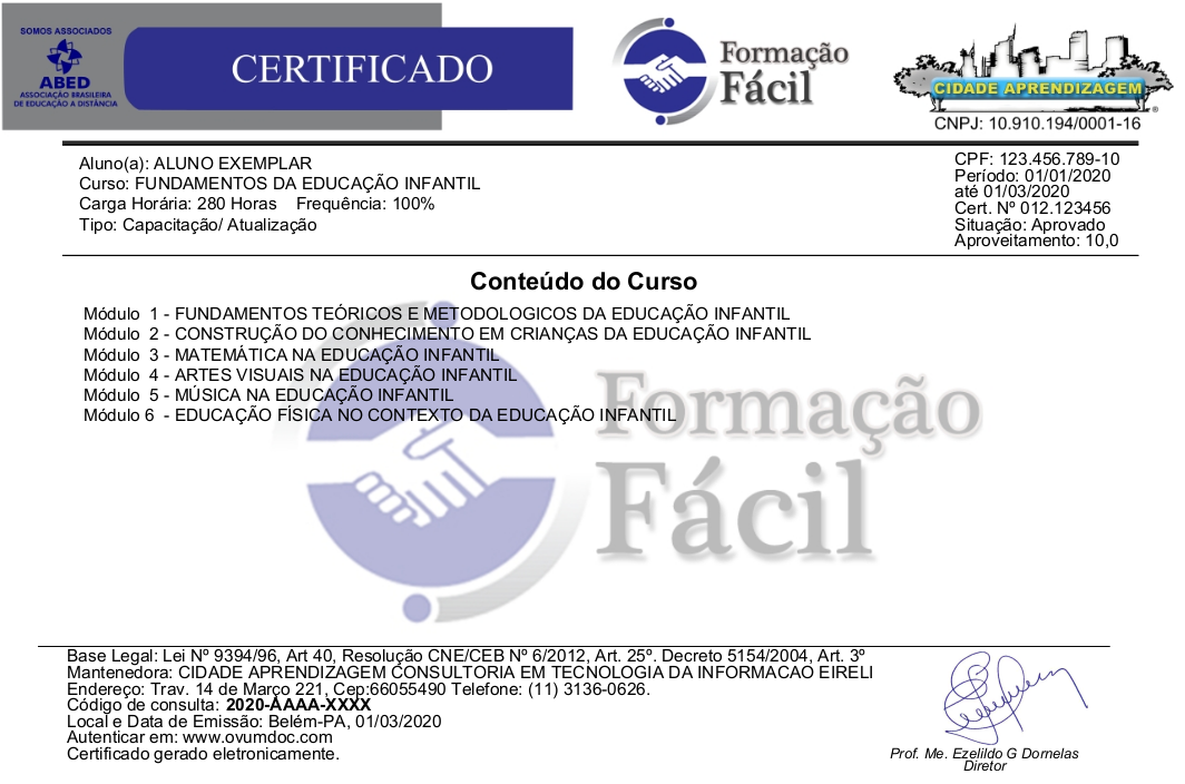 EXEMPLO DE CERTIFICADO